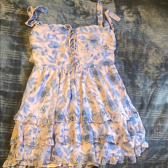 Vici Blue Ruched Ruffled Sundress - Picture 1 of 1